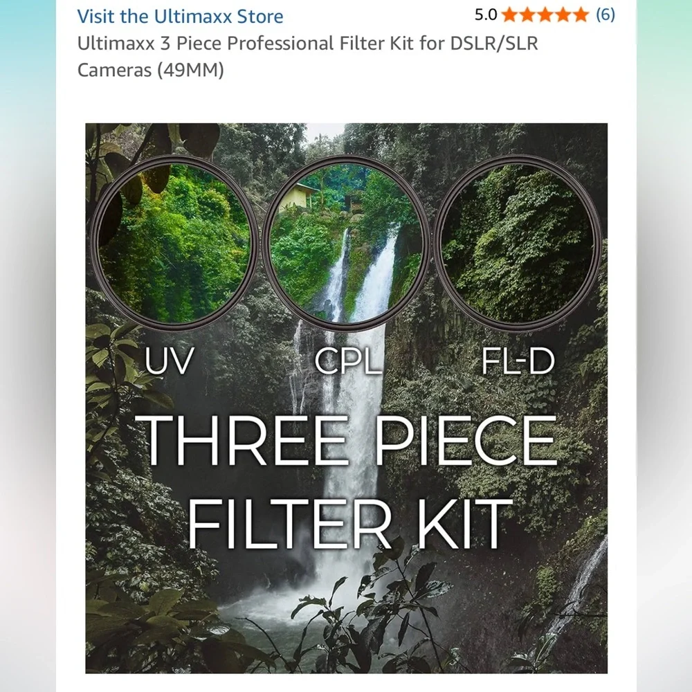 49mm Professional 3 PC Filter Kit - Black and Purple